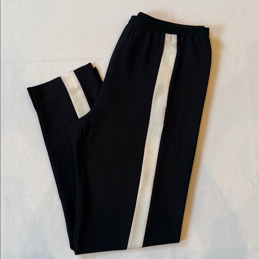 PHILOSOPHY Black With White Stripe Pant Size Medium